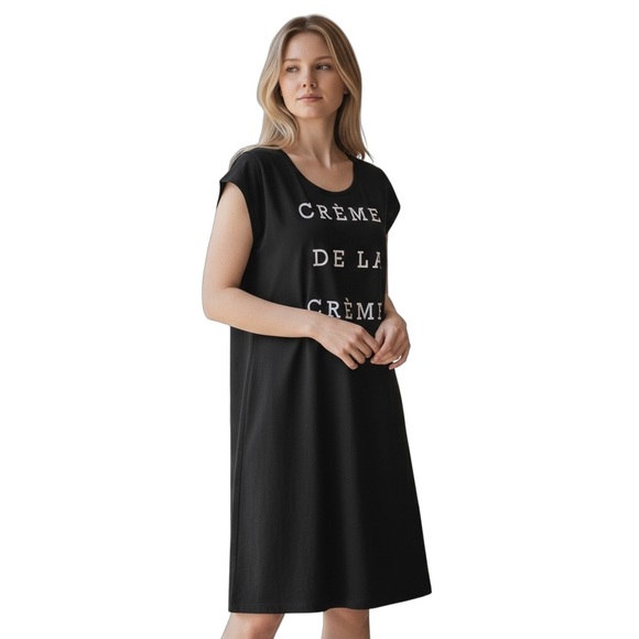 TART L Black Sleep Tee Sleep Shirt Tunic Dress Crème De La Crème R $40 - Picture 2 of 9